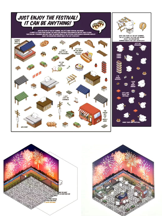 DIY 3D Puzzles Sticker 3D Miniature House Stacked Laundry Fireworks Display Scene Ledger Decorative Gift Sticker