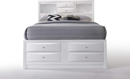 Ireland Wood Full Bed with Storage in White