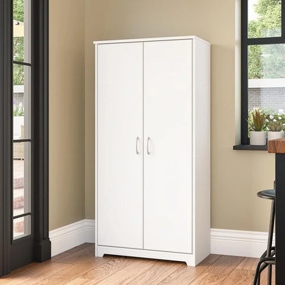 Cabot Tall Storage Cabinet with Doors in White