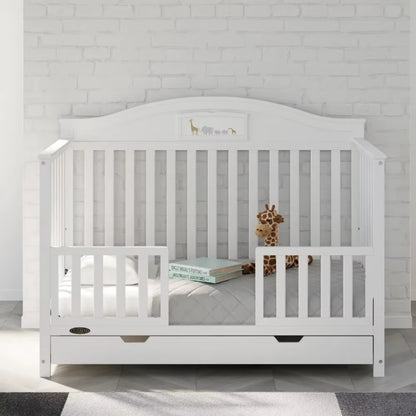 2023 New Graco Story 5-In-1 Convertible Baby Crib with Drawer, Pebble Gray