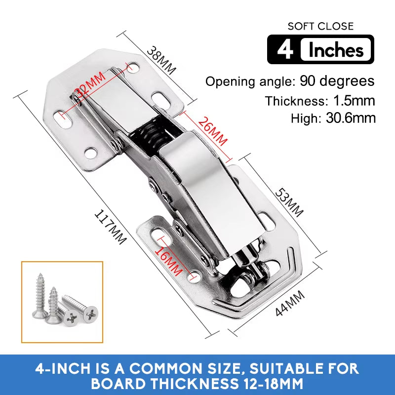 Hinges Furniture No Trenching Furniture Fittings Hinges for Kitchen Cabinets Soft Close with Screws Furniture Hardware