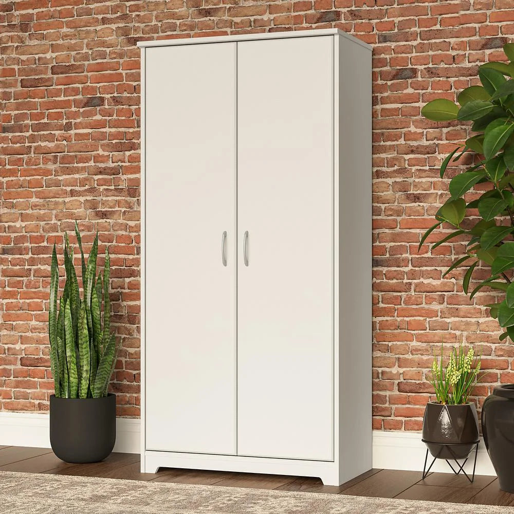 Cabot Tall Storage Cabinet with Doors in White