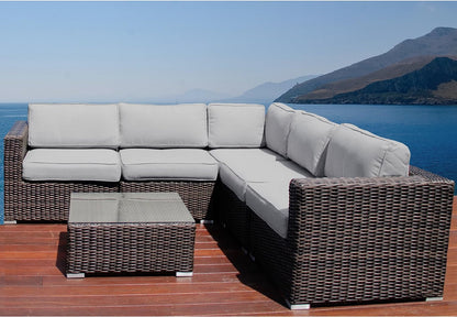 Sectional Sofa, Wicker Furniture Outdoor Wicker Patio Furniture Sofa Garden Furniture Set (Brown)