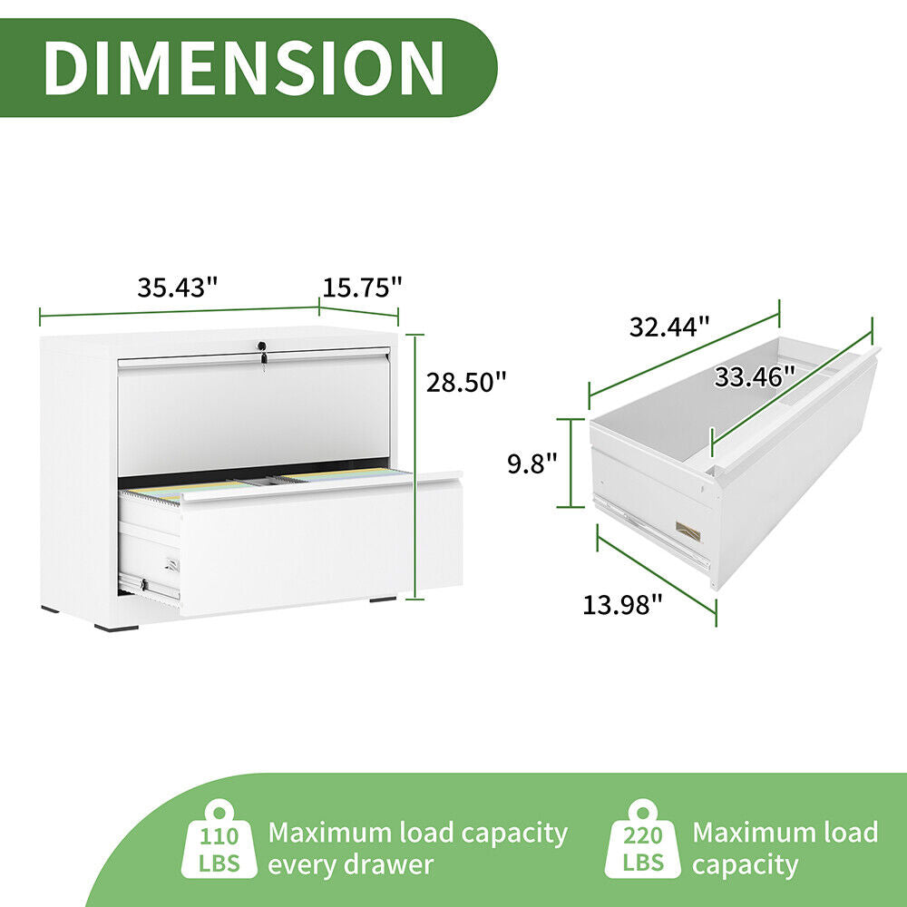 White Metal Drawer Lateral File Cabinet Lockable Home Storage Organizer Office