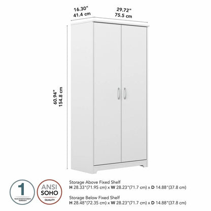 Cabot Tall Storage Cabinet with Doors in White