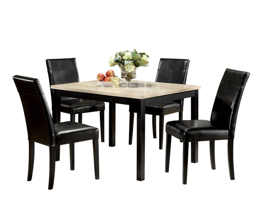 Portland 5-Piece Pack Dining Set, Brown Faux Marble & Cherry