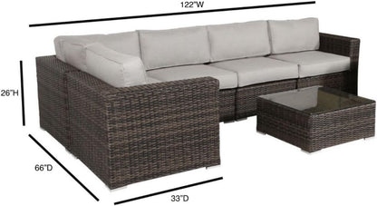 Sectional Sofa, Wicker Furniture Outdoor Wicker Patio Furniture Sofa Garden Furniture Set (Brown)