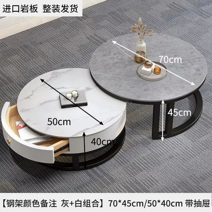 Round Low Coffee Table Storage Drawers Living Room Modern Coffee Table Simple Design Mesas De Centro Para Sala Smart Furniture