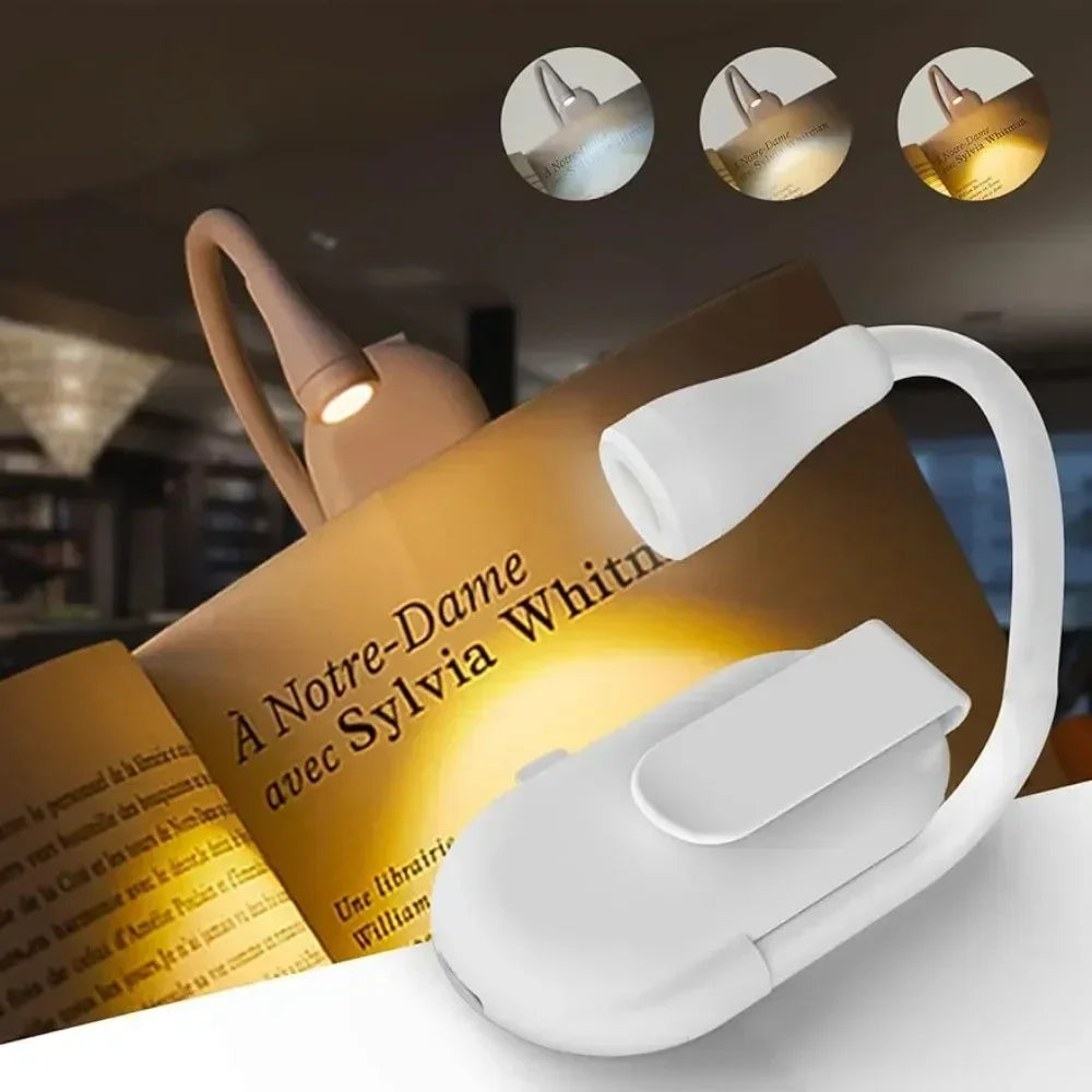 LED USB Rechargeable Book Light Reading Light Eye Protection Night Light Portable Clip Desk Light Bookmark Read Light Night Lamp