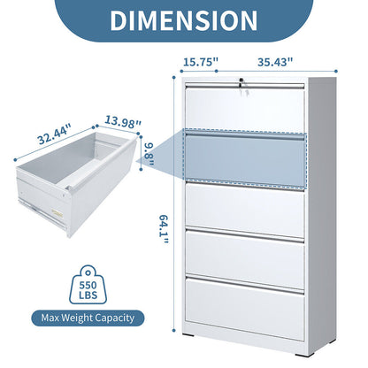 White Metal Drawer Lateral File Cabinet Lockable Home Storage Organizer Office