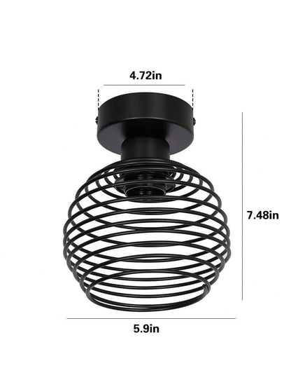 Simple Retro Pendant Light, Metal Spiral Spring Pendant Light, Restaurant Pendant Light, Farmhouse Pendant Light, Industrial Pendant Light, No Light Source Black Finish