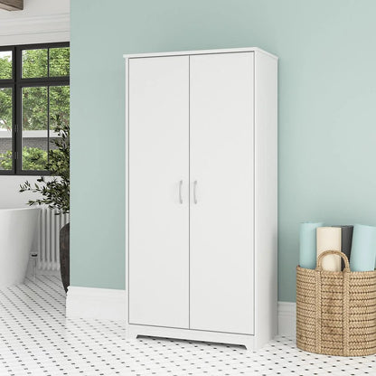 Cabot Tall Storage Cabinet with Doors in White