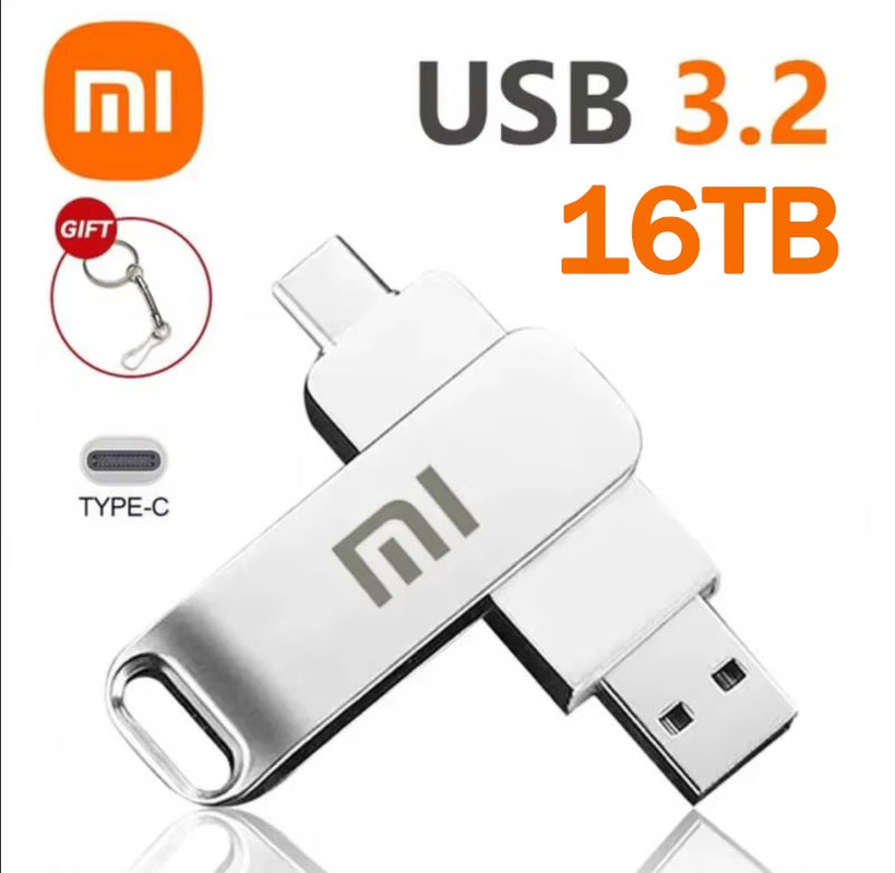 Xiaomi 16TB Flash Drive Usb 3.2 Super High Speed Metal Transfer U Disk Pen Drive 8TB Waterproof Type C Disk SSD USB Drive Disk